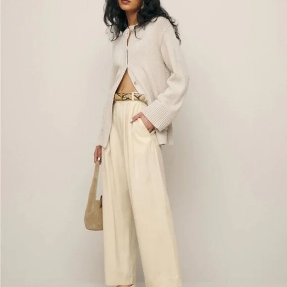 NWT Reformation Mason Cropped Pant in Oyster - Picture 4 of 7